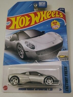 Gordon Murray Automotive T.33 Hot Wheels Factory Fresh 2025 Silver Diecast